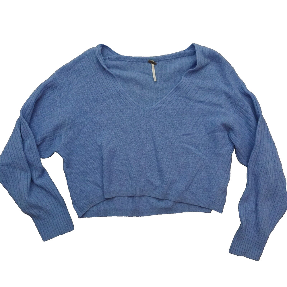 Free People Blue Soft V Neck Sweater Size XS